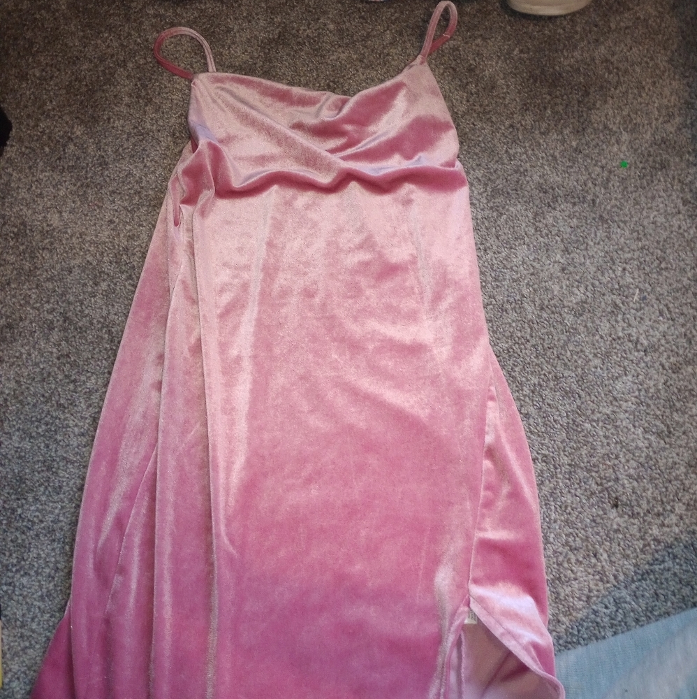 Pink velvet dress
